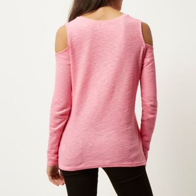 Pink cold shoulder top